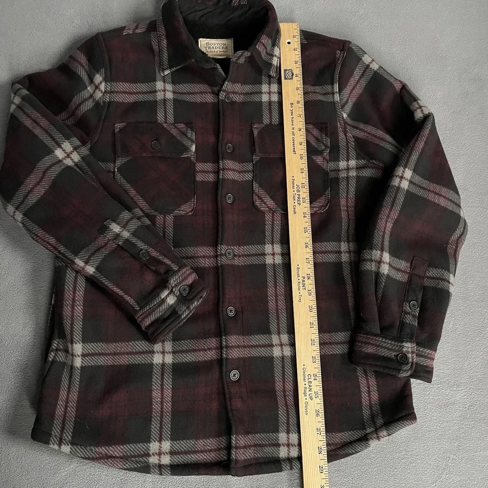 Boston Traders‎ Fleece/Sherpa Lined Flannel Maroon Plaid Med Mens